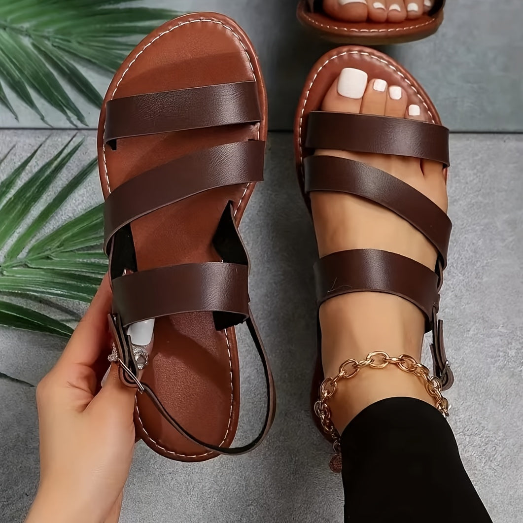 Livia™ | Paskowe Sandały Płaskie