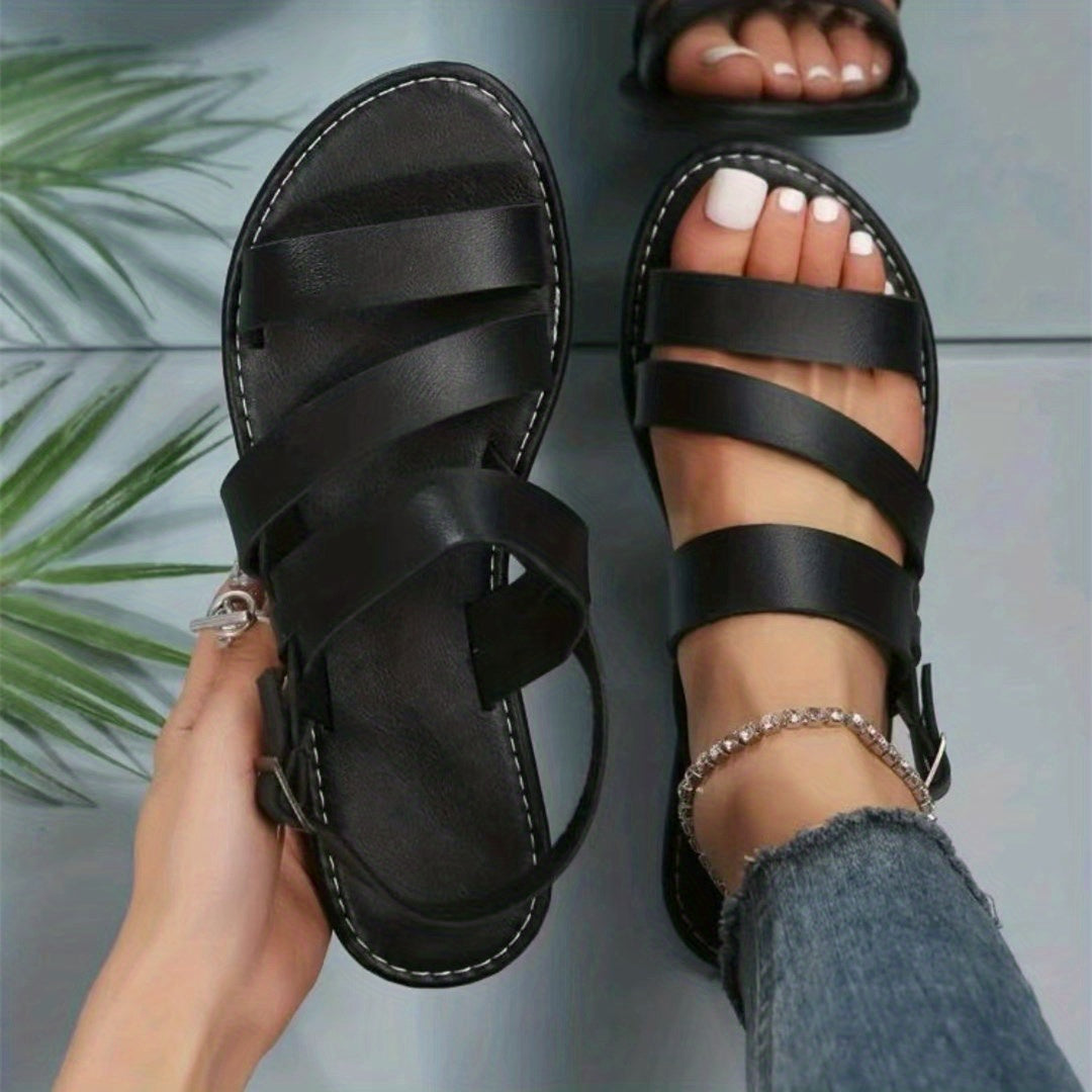 Livia™ | Paskowe Sandały Płaskie