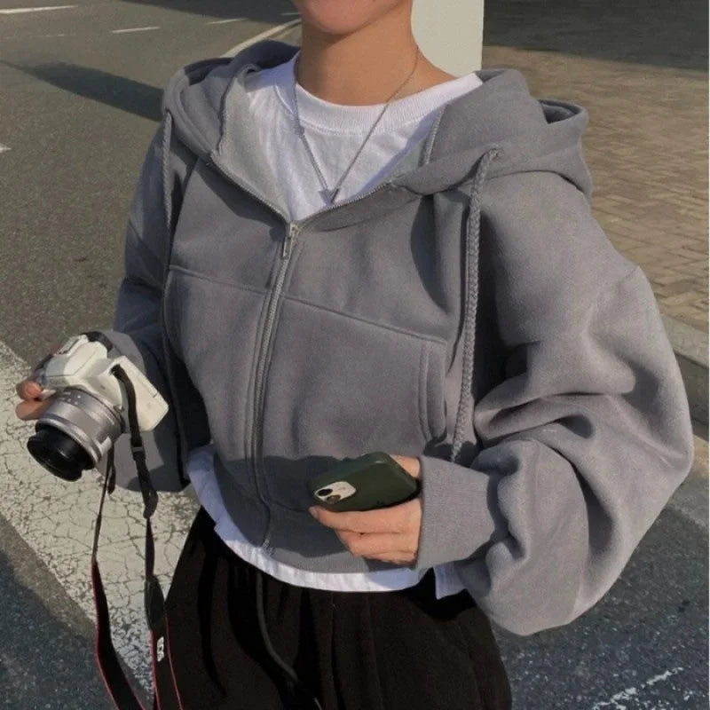 Amelia™ | Fleece-Lined Cropped Hoodie