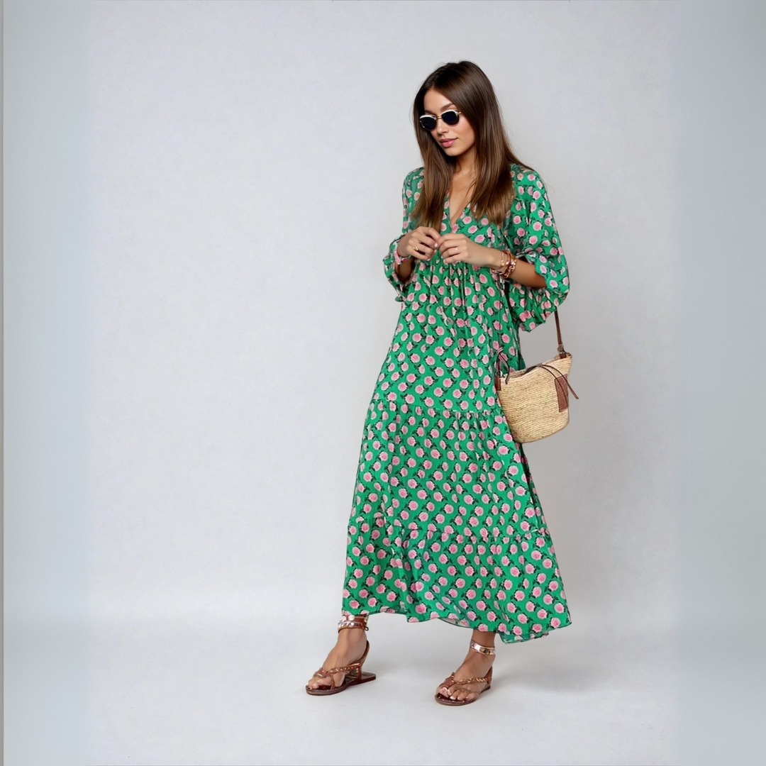 Cecylia | Bawełniana sukienka boho maxi
