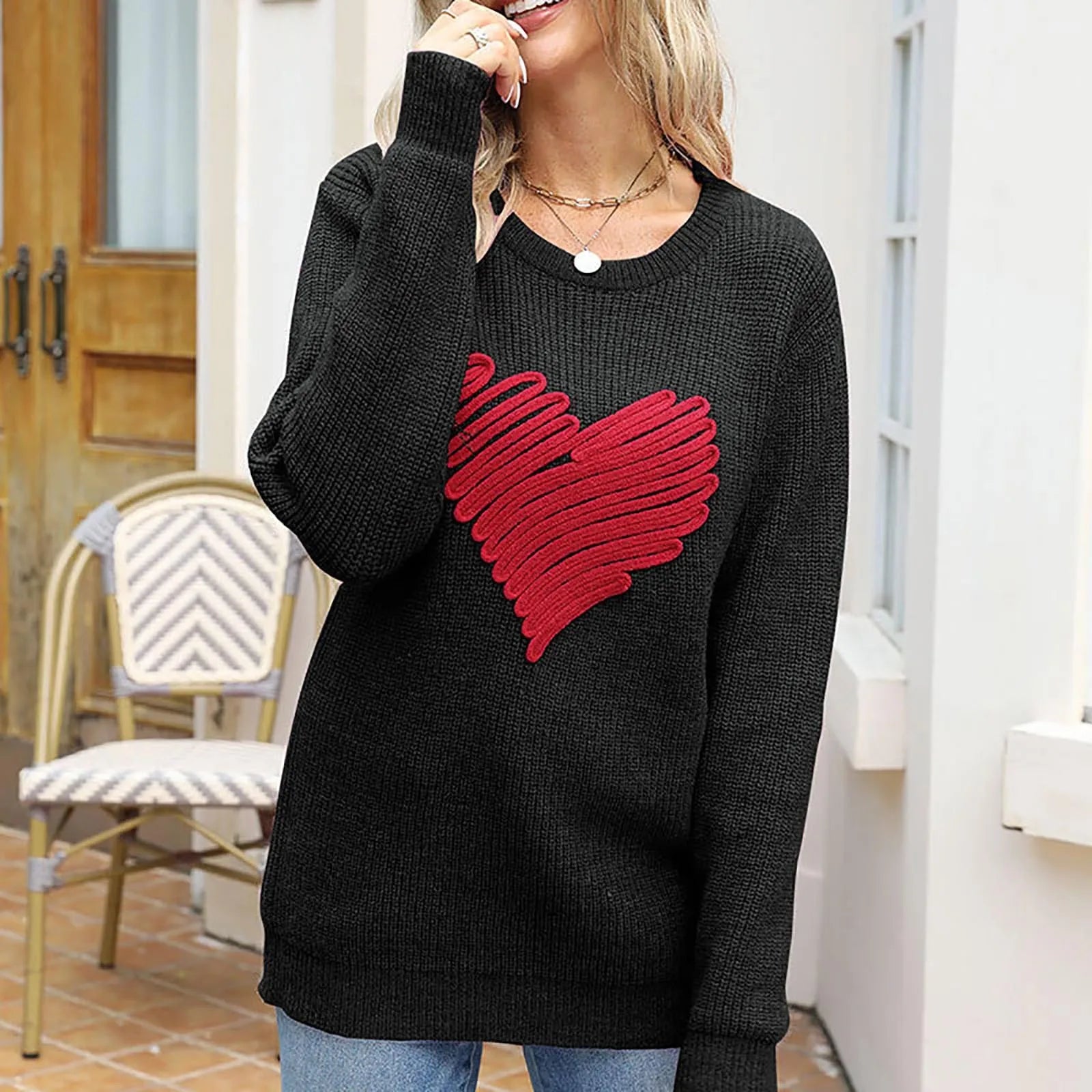 Daisy™ | Heart Embroidery Knit Sweater